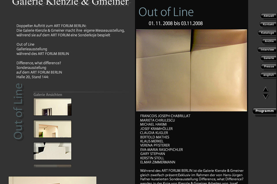 Galerie Kienzle Christian Bennat Beratung Konzeption Website Design Flash UX UI 