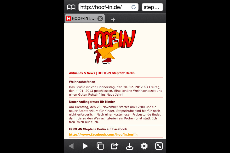 Hoofin Steptanz Studio Angela Bohrmann Christian Bennat Website Design Flash UX UI