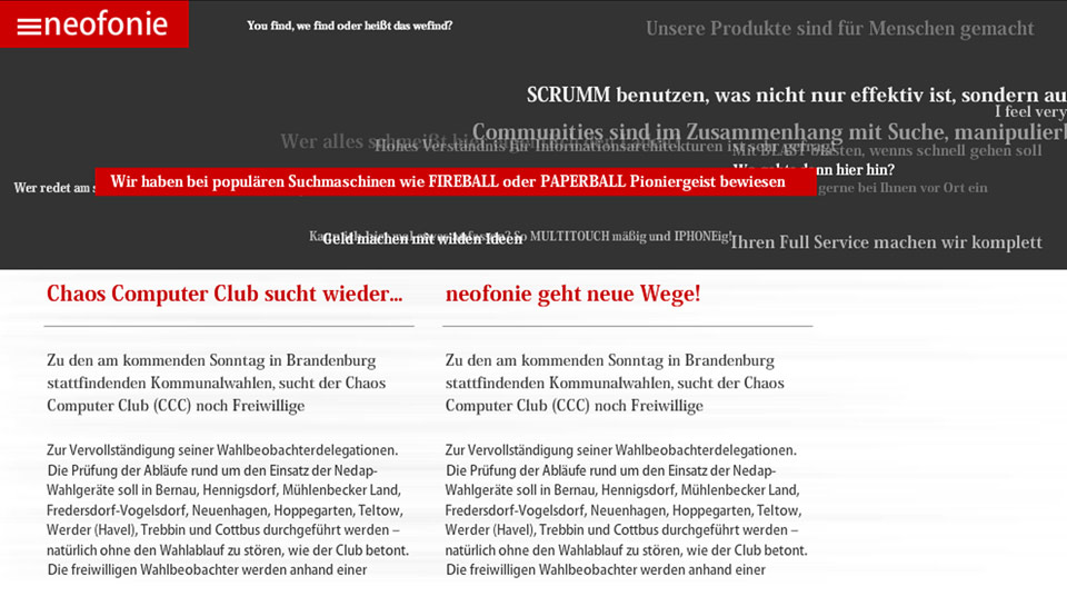 Neofonie Bennat Design Flash Programmierung HTML Js Javascript Festanstellung