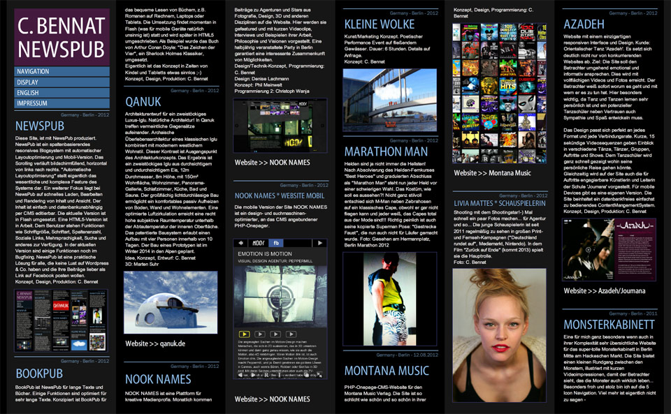 NewsPub CMS Blog Bennat Konzept Design Flash UX UI PHP HTML Programmierung Projekt