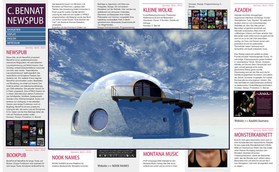 NewsPub CMS Blog Bennat Konzept Design Flash UX UI PHP HTML Programmierung Projekt