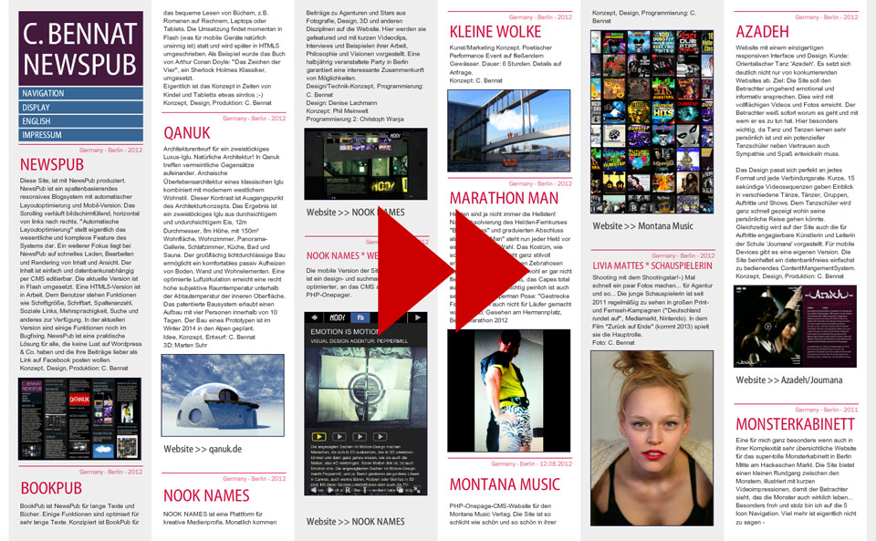 NewsPub CMS Blog Bennat Konzept Design Flash UX UI PHP HTML Programmierung Projekt