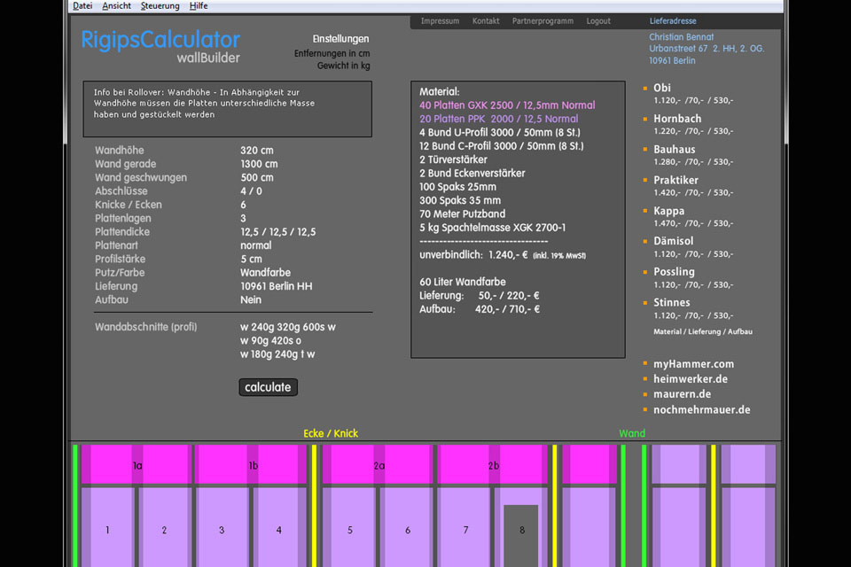 Wandrechner Bennat Projekt Website App Konzept Design Flash UX UI