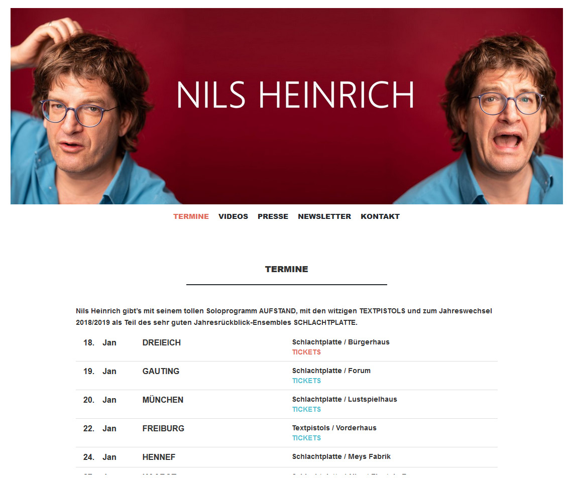 Nils Heinrich Website WordPress Christian Bennat Design Administration